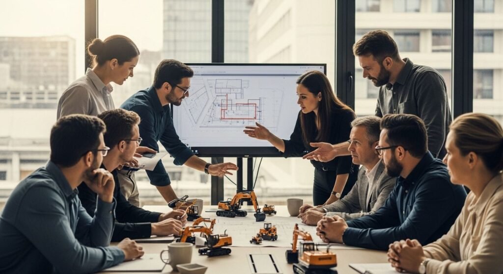 Reunión de planificación con maquetas