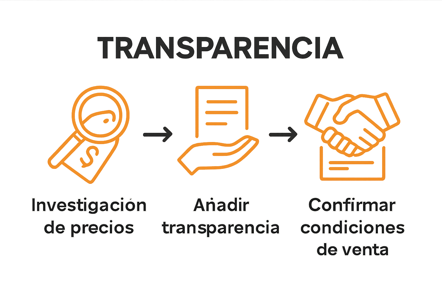 Infografía de 3 pasos para fijar precios y condiciones de venta de maquinaria online