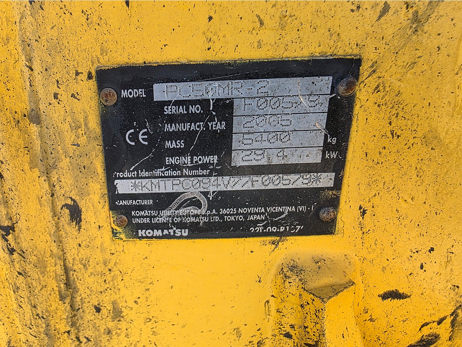 placa modelo miniexcavadora