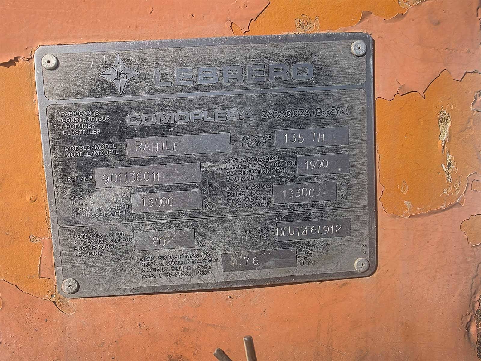 Lebrero 135TH vista frontal Lebrero 135TH vista trasera Rodillo vibrante Lebrero 135TH Tambor compactador Lebrero 135TH Lebrero 135TH maquinaria usada